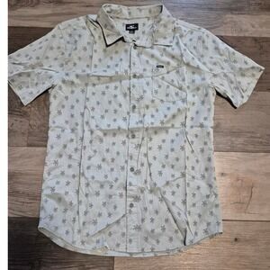 O'Neill Mens Palm Tree Print Short Sleeve Button Up Casual Shirt‎
